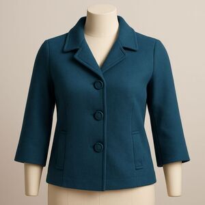 Talbots 100% Wool Sweater Jacket – Size 4 – Teal/Jade Blue